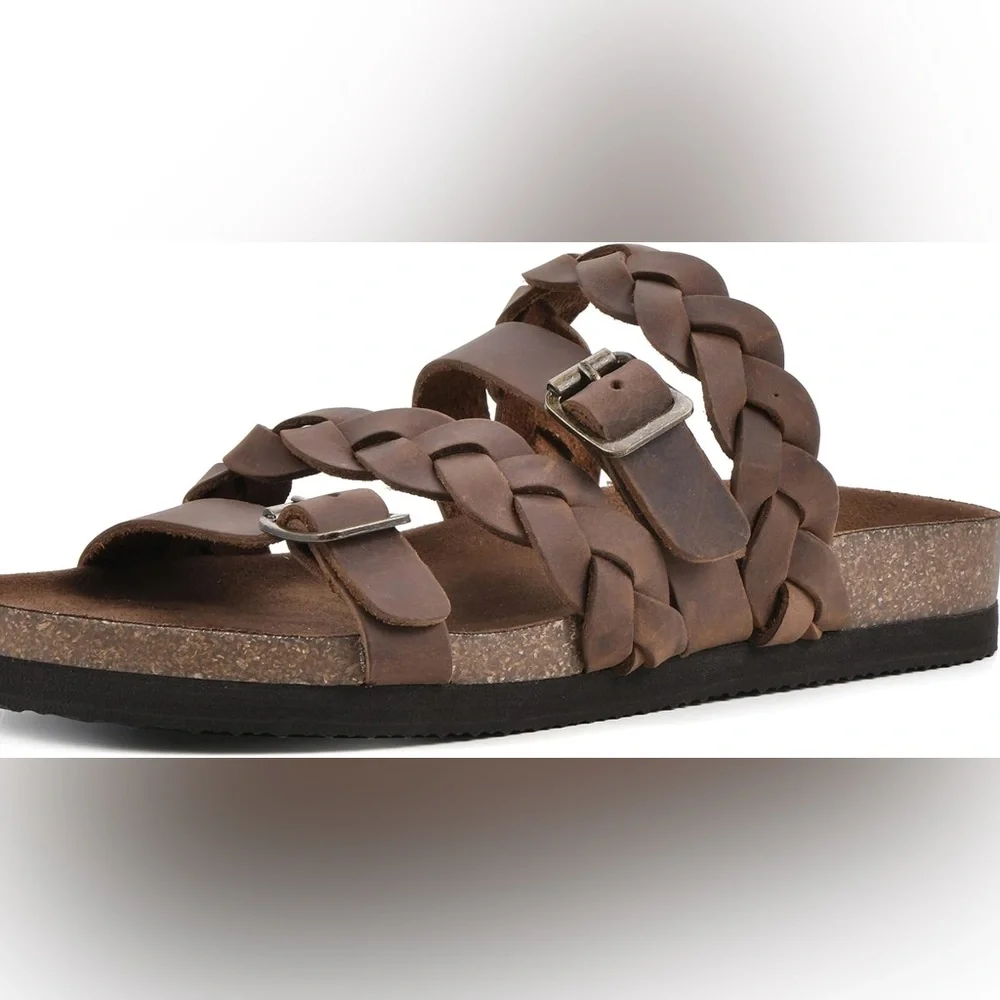 White Mountain Holland Signature Comfort Braided Footbed Sandal Brown size 9 - Picture 11 of 12